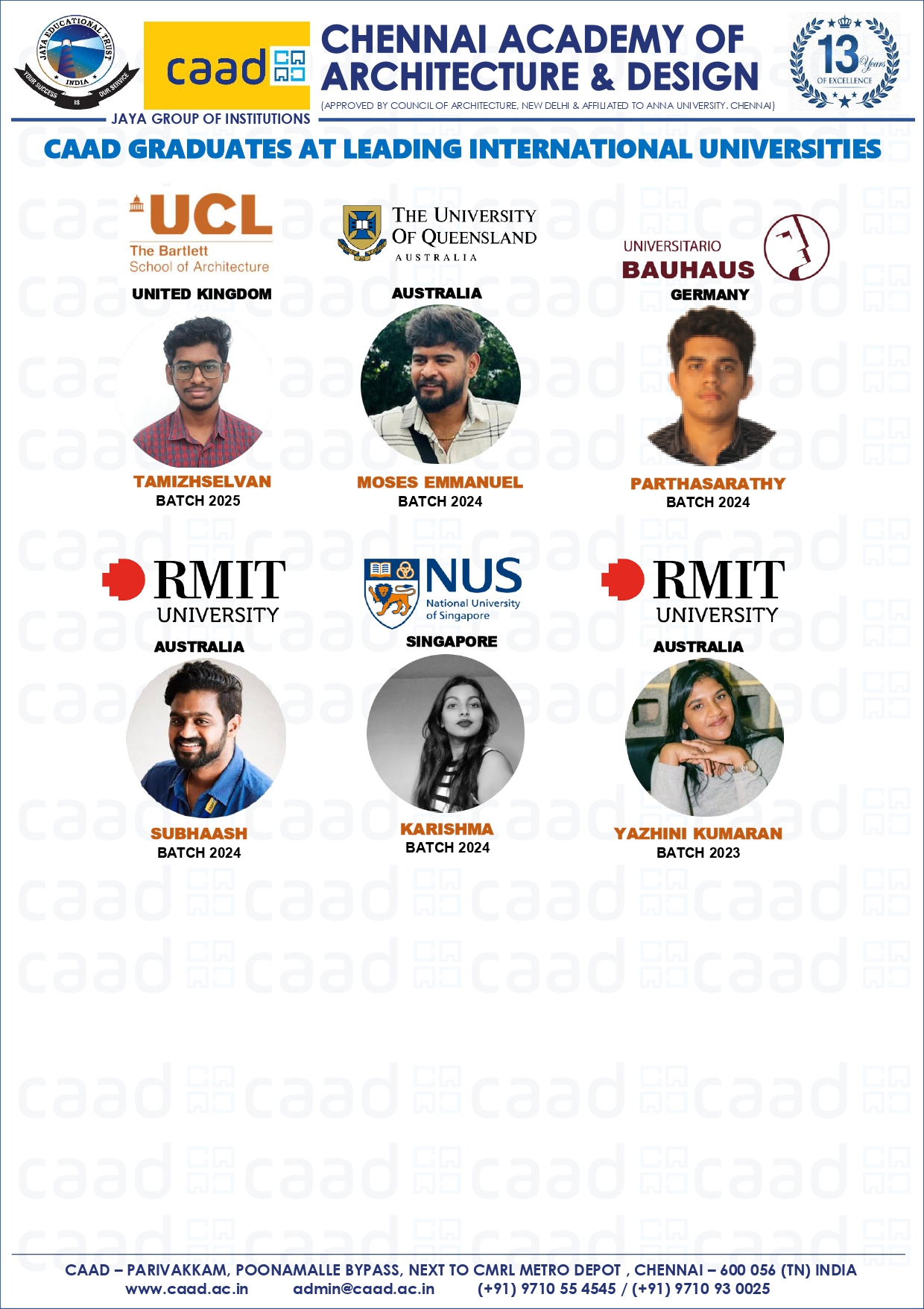 CAAD graduate higher education achievement 6